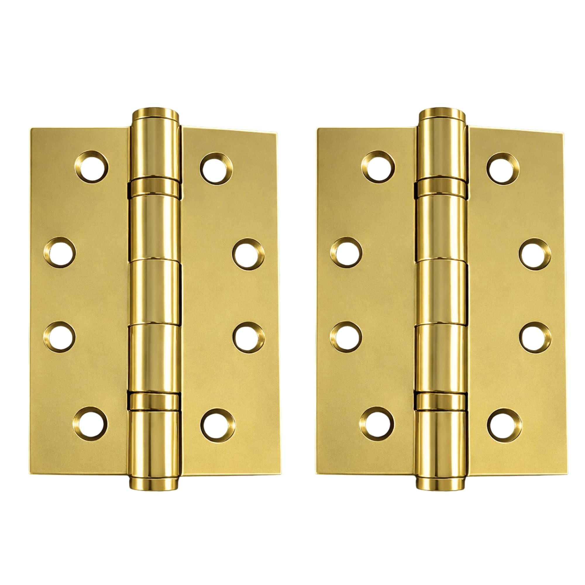 Uap Electro Brassed 4 Inch Ball Bearing Butt Door Hinges For Internal Doors 100Mm X 75Mm Mild Steel Square Corner Internal 2 Pack Electro Brass Polish
