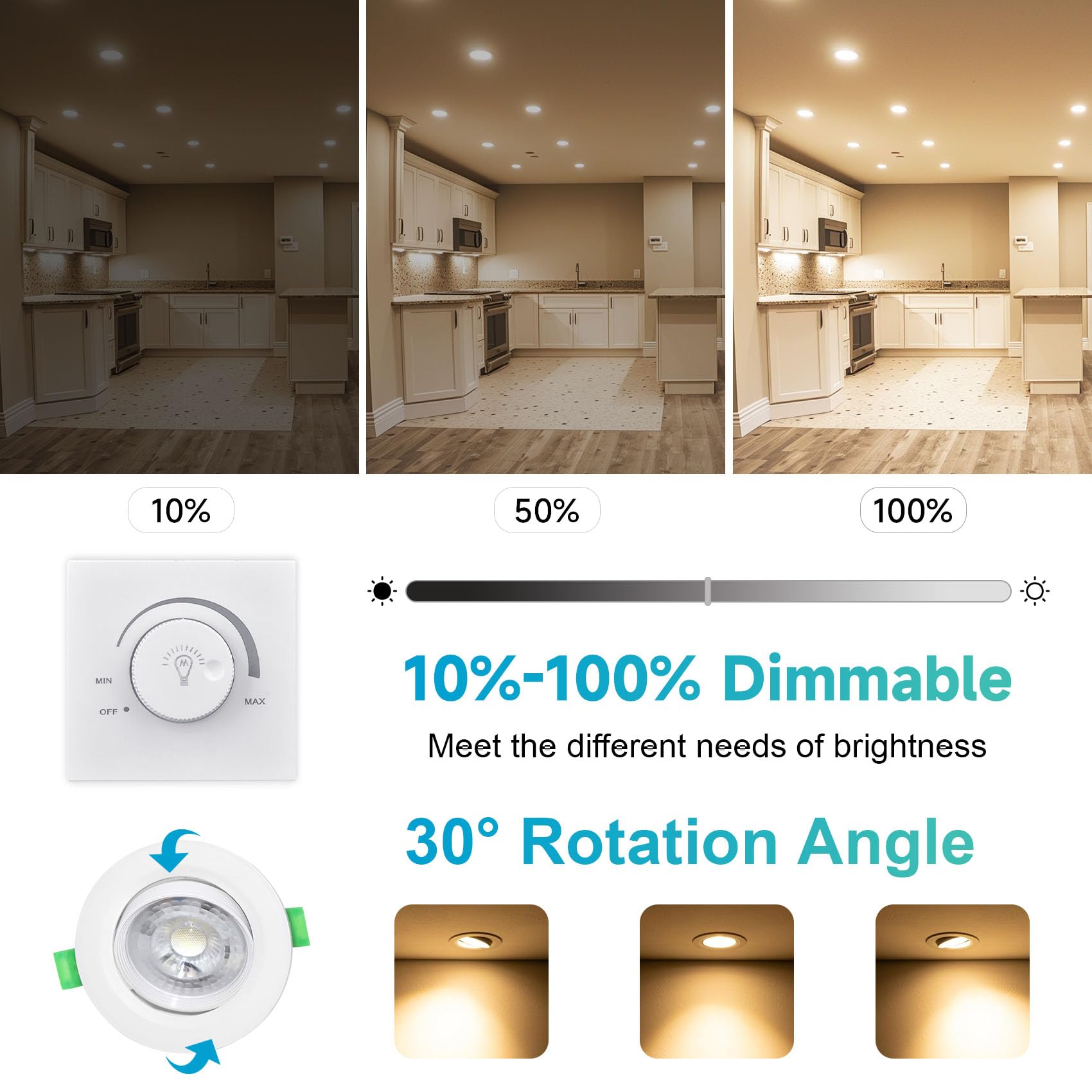 LED Downlights Dimmable 7W Ultra Slim, 30° Swivel LED Recessed Ceiling Lights - Image 2
