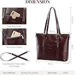 S-ZONE Women Genuine Leather Laptop Tote Bag Office Shoulder Handbags Briefcase 15.6 inch Computer Work Purse