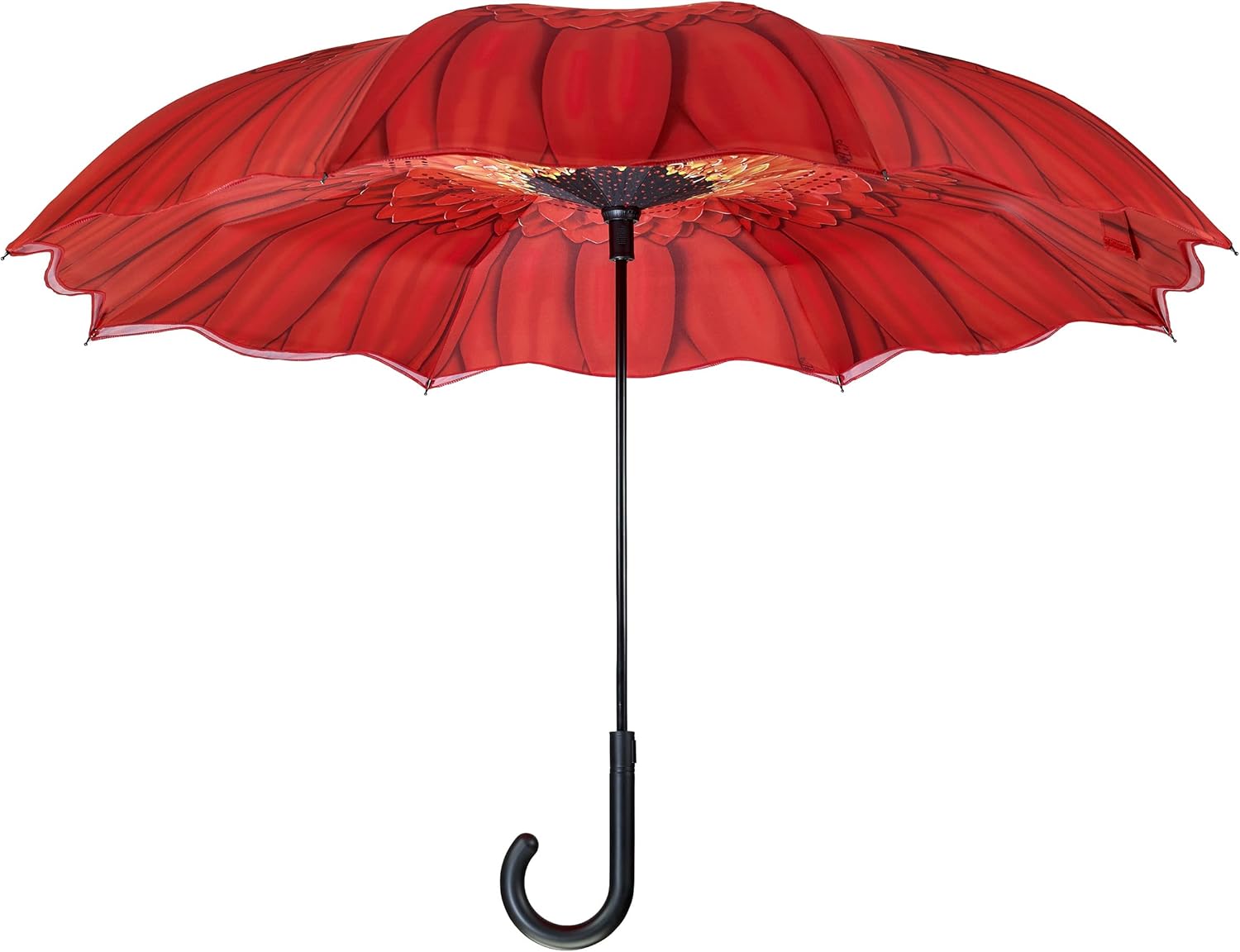 Galleria Reverse Close Stick Umbrella Red Daisy+-Art on both sides
