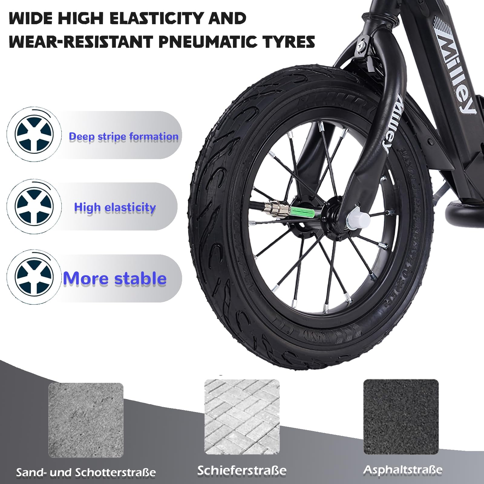 GHBXJX Cityroller Erwachsene – 150 Kg Tragkraft, 290 Mm Räder, Klappbar, Handbremse & Rücktrittbremse, Höhenverstellbar