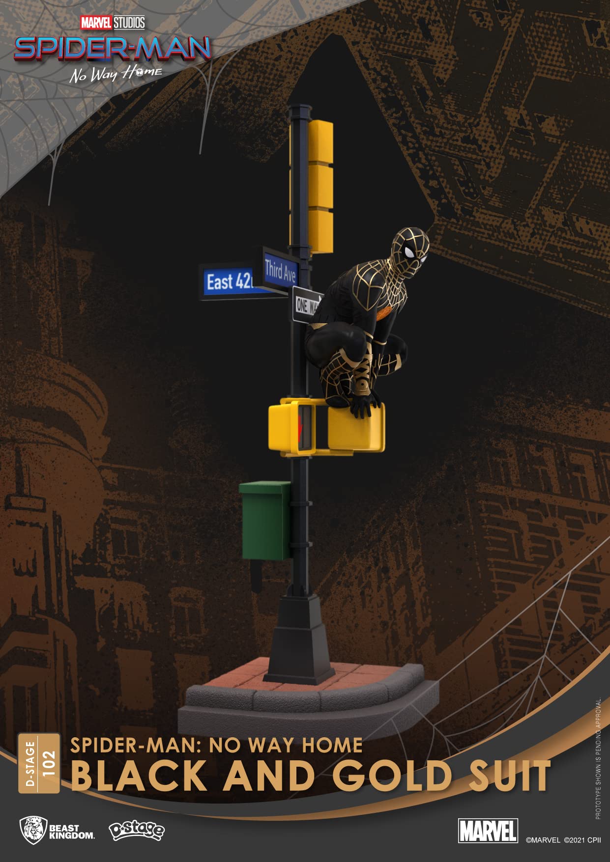 Beast Kingdom - Spider-Man No Way Home DS-102 Black & Gold Suit 6 Statue, Multicolor - Image 3