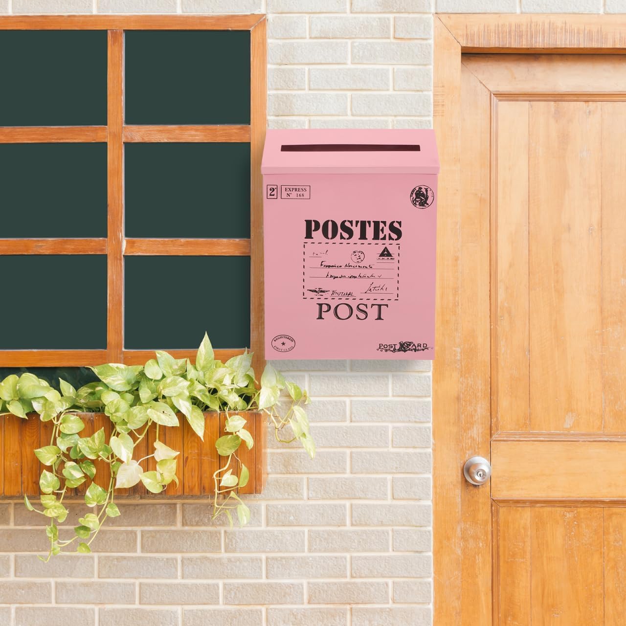 Retro Iron Wall Mount Mailbox with Lock Vintage Style Post Box for Home Office Holds Letters Newspapers Easy Installation