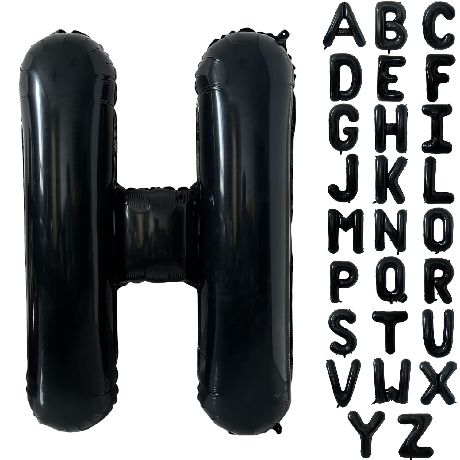 Black Alphabet Balloon Large Mylar Foil Helium Letter Balloons 40 Inch Black Balloons Alphabet Letters for Birthday Bridal Shower Anniversary Decorations (Letter H) — image 1
