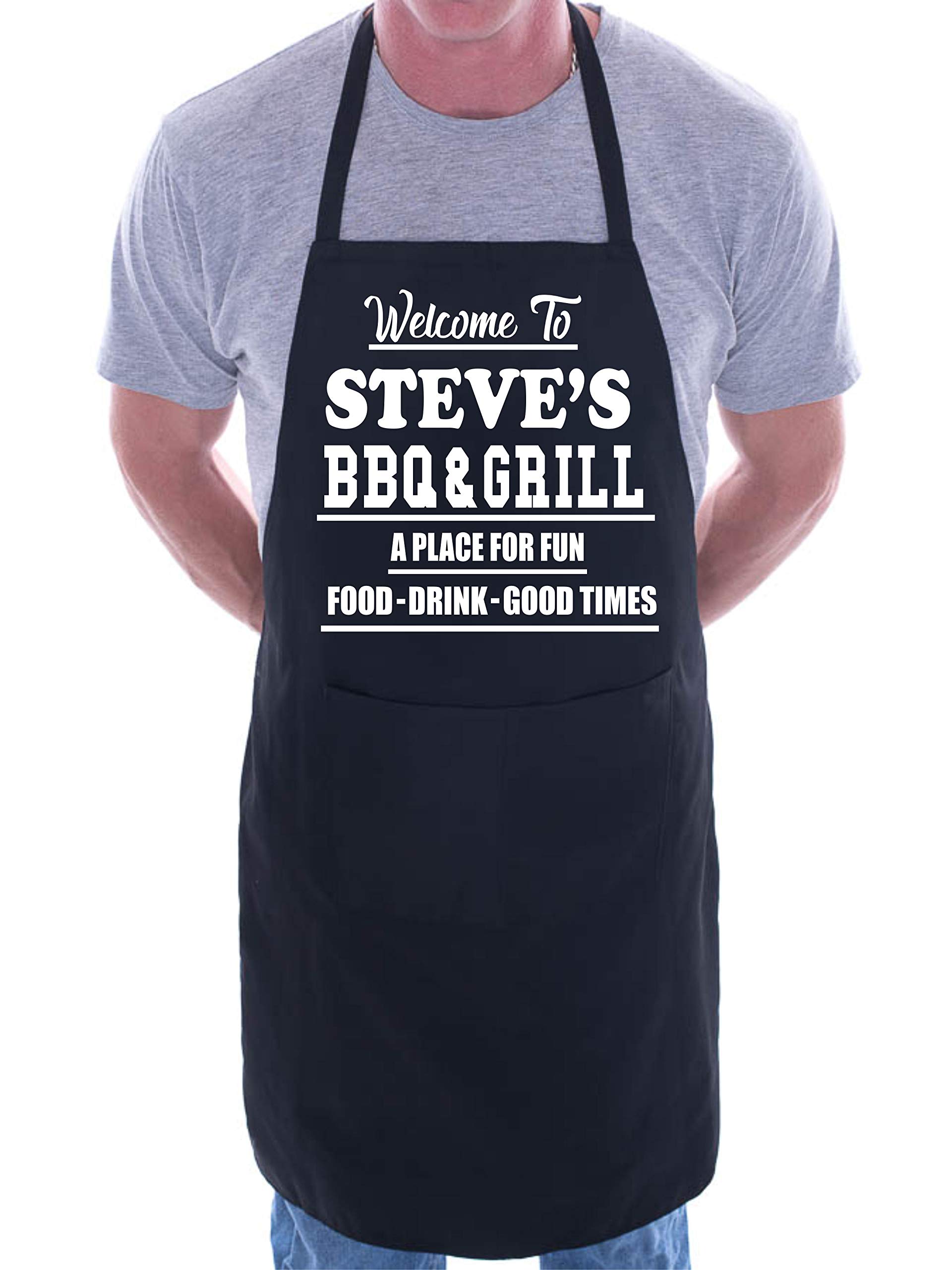 Print4U Welcome To Steve's BBQ & Grill Customised Apron Black