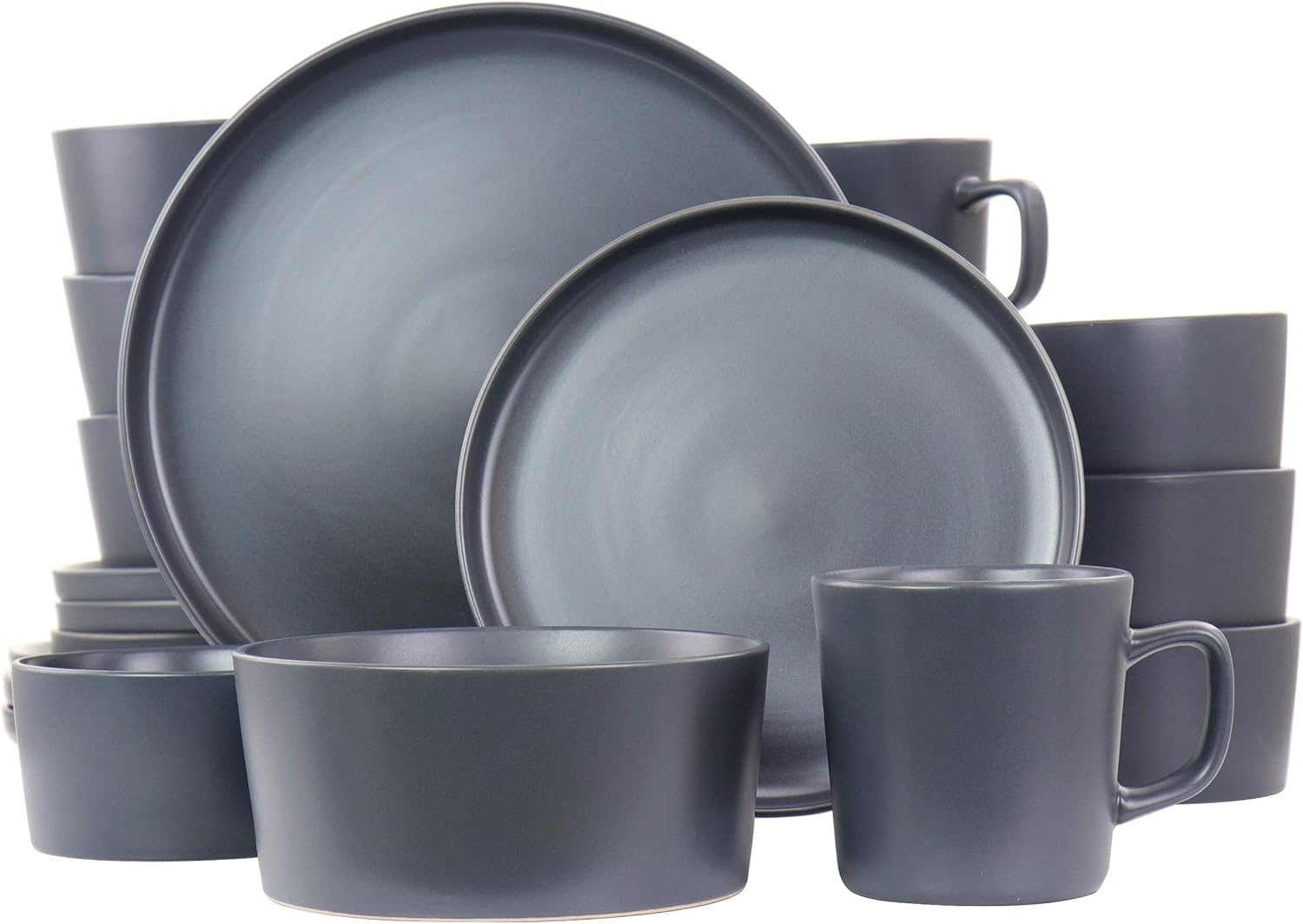 Elama Luxmatte Contemporary Dinnerware Set, 20 Piece, Dark