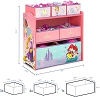 Vista 8 de Delta Children Design & Store Organizador de almacenamiento de juguetes de 6 compartimientos, Disney Princess