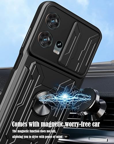 Miniatura 5 de CCSmall Funda para Motorola Edge 30 Fusion (no Edge 30) con ventana deslizante con tarjeteros, cubierta con protección de cámara deslizante Funda