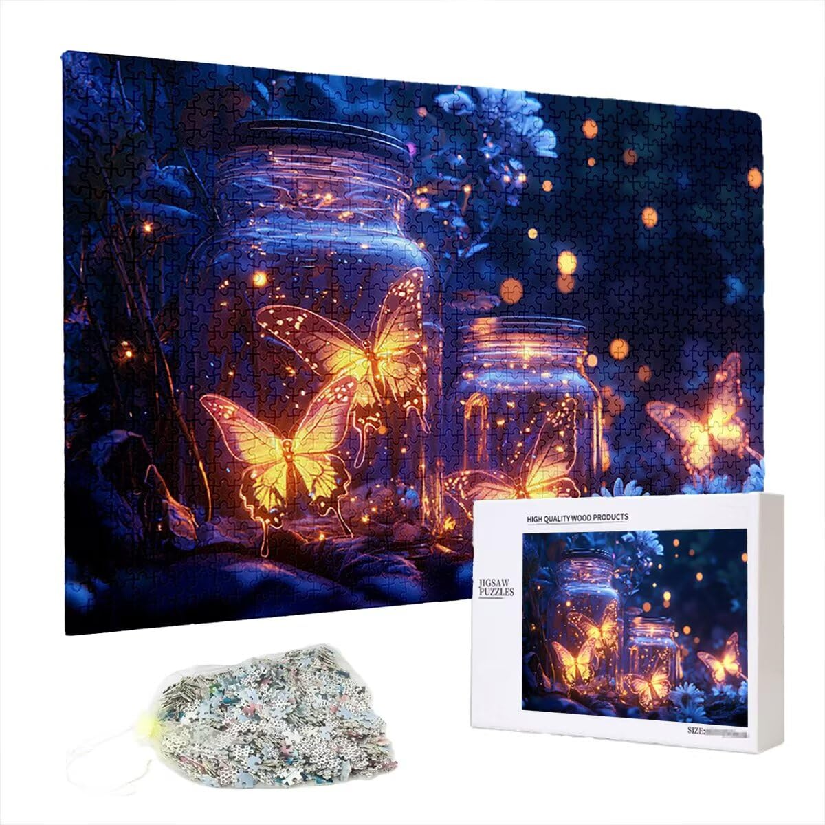 Puzzle 2000 elementów, motyle, marzenia, 2000 elementów, drewniane puzzle dla dorosłych, trudna łamigłówka, gra logiczna dla całej rodziny, drewniane puzzle do dekoracji salonu, na prezent, Q-68