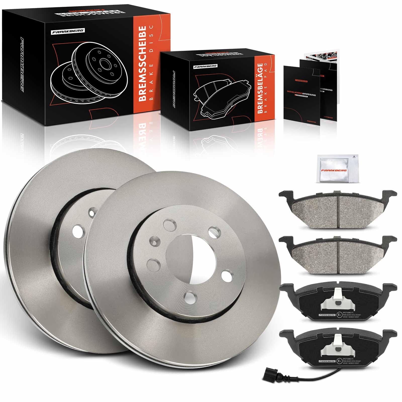 Frankberg Bremsensatz inkl. 2x Bremsscheiben + 4x Bremsbeläge Vorne Kompatibel mit Golf IV 1J1 Fabia II 542 Polo 9A 9N Fabia II Combi 545 Replace# 5Z0615301B