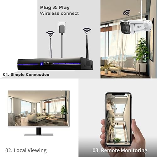 Miniatura 3 de REIGY 3MP WiFi Security Camera System with Floodlight and 1TB Hard Drive Preinstalled, 2K Outdoor Home Surveillance Set 8CH NVR + 4X 1296P IP Cam,