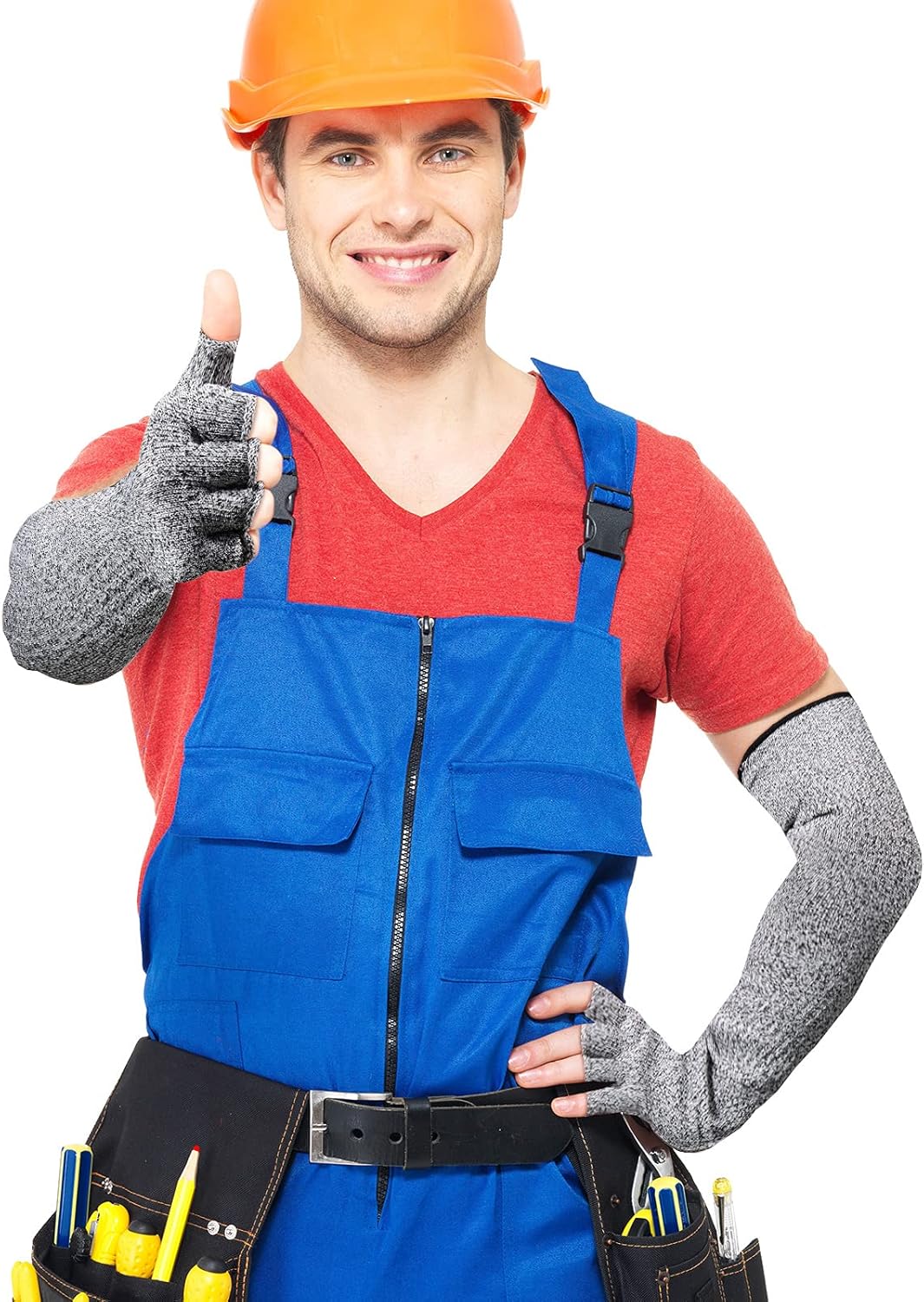 Sintege 2 Pairs Anti Cut Protective Sleeves Arm Sleeves Safety Cut Resistant Gloves(Black, Gray) - Image 4