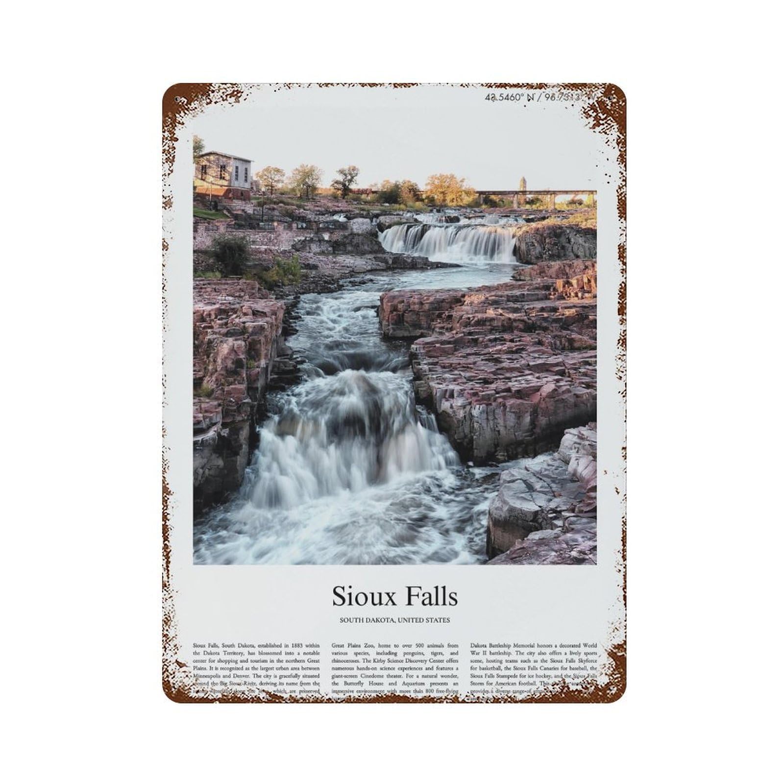 xiaoxiaoshen Sioux Falls South Dakota, United States, USA City Scenery Wall Decor Art Metal Tin Poster Modern Home Decor Art Home Bar Shop Decorations Vintage Sign 40x30cm