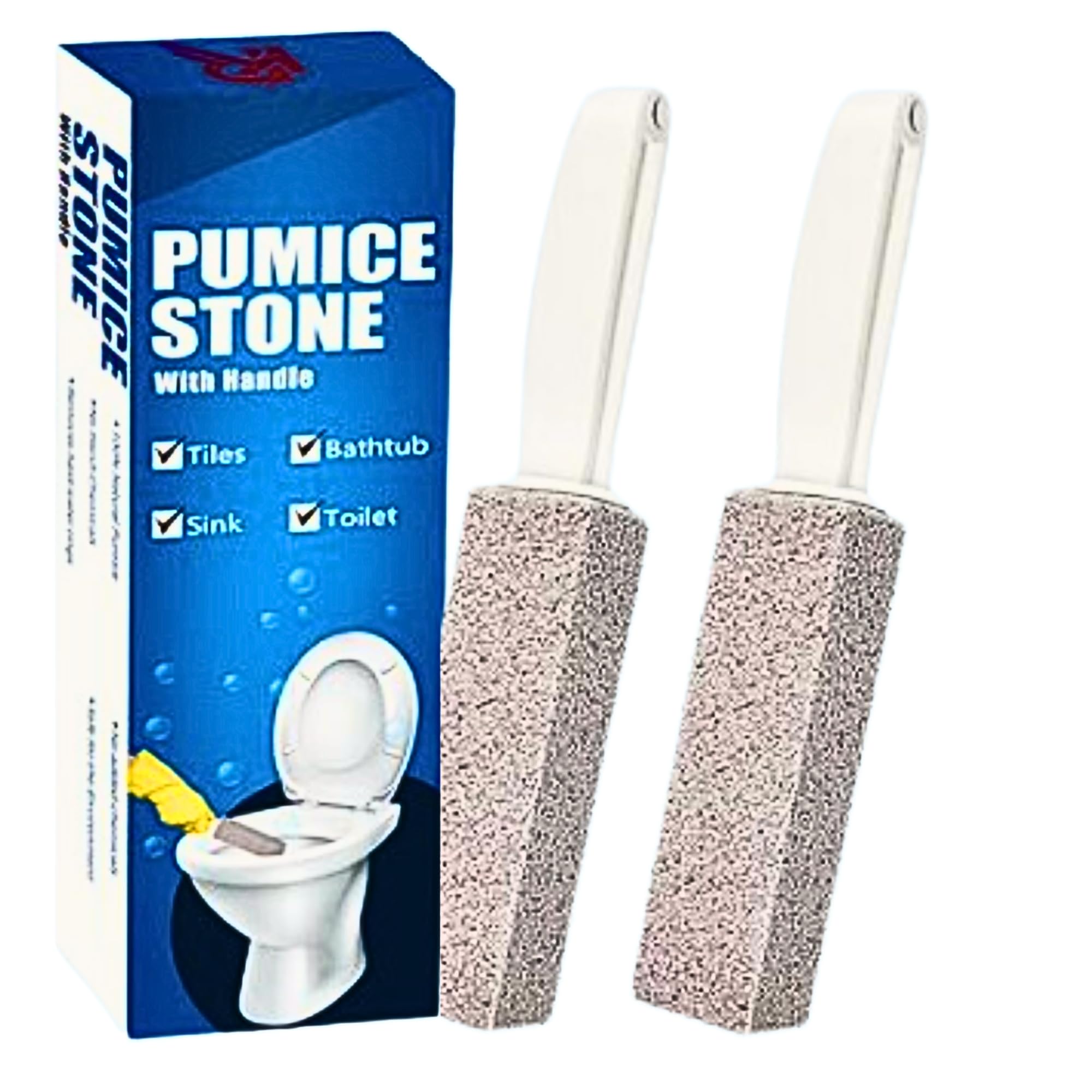 Marca Amazon | Ring King - Limpiador de inodoros de piedra pómez con asa, piedra pómez para limpieza de azulejos de piscina, elimina manchas de cal, anillo de agua dura, calcio, hierro, removedor de