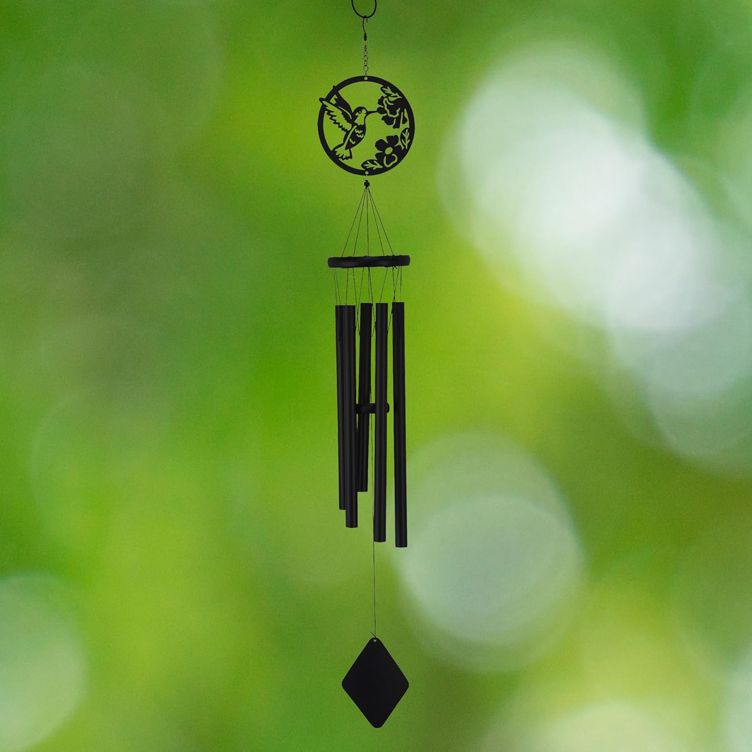 Red Carpet Studios Windchimes Metal Silhouette Wind Chime, 40" Long, Hummingbird
