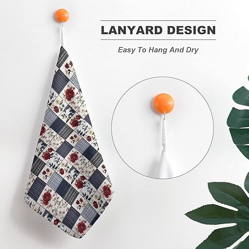Miniatura 5 de Decorative Hand Towels for Bathroom - Retro Floral Plaid Print Soft Absorbent Small Bath Hand Towels for Kitchen, Farmhouse, Spa, Hotel, Guest Tea
