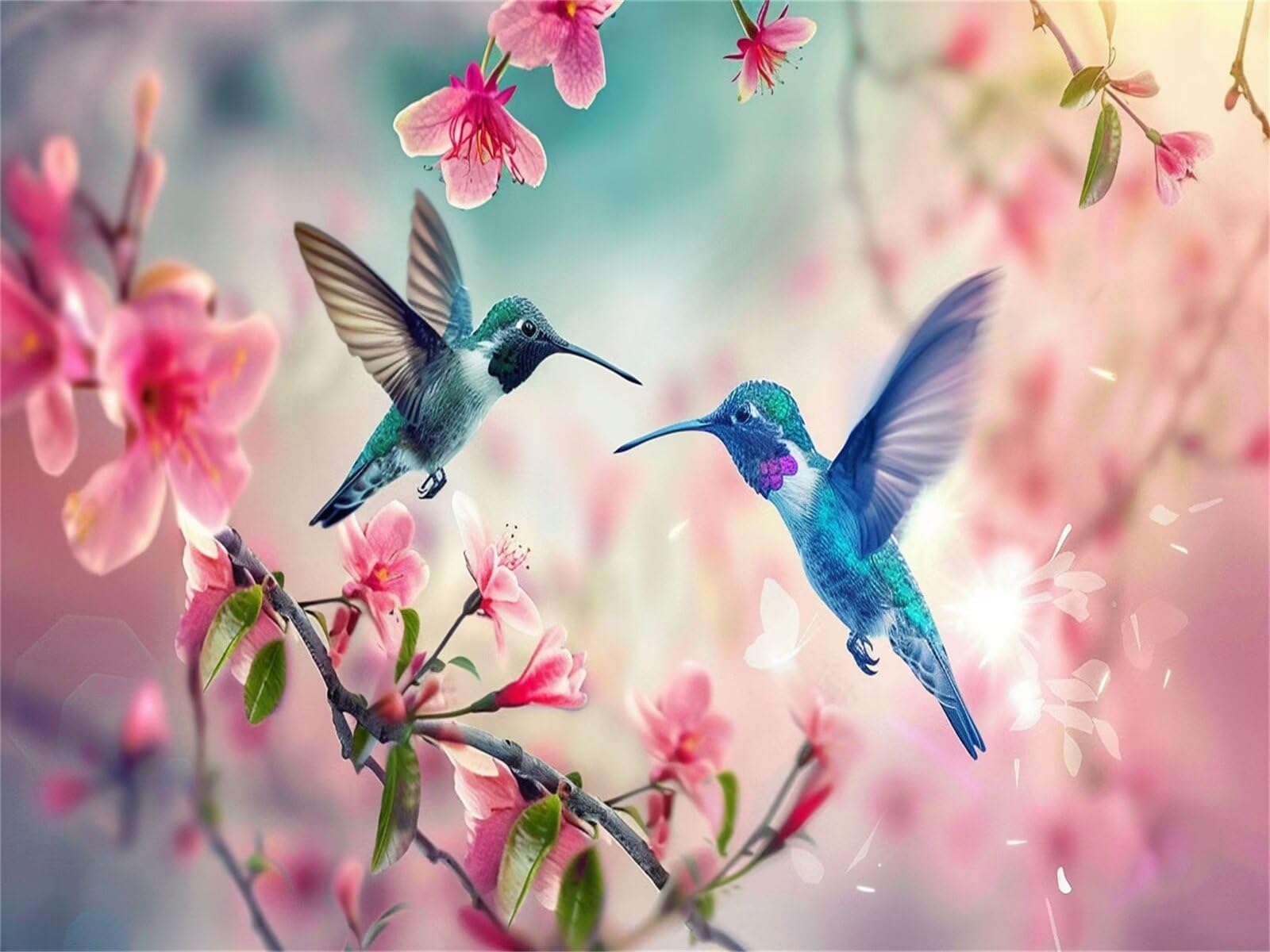 Peinture Par Numéros Avec Cadre NEWENMO Mignon Colibri - Fleurs Décoratives Pour Adulte, DIY 30x40cm, Idéal Pour Décoration Maison - 2