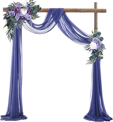 Miniatura 10 de Cortina de telón de fondo transparente para arco de boda, decoración de fiesta de boda, ceremonia nupcial, 6 yardas, 1 panel