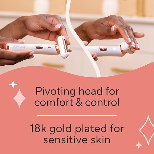 Miniatura 5 de Finishing Touch Flawless Piernas, maquinilla de afeitar eléctrica para mujeres, removedor de vello de cabeza y pierna pivotante con luz LED para