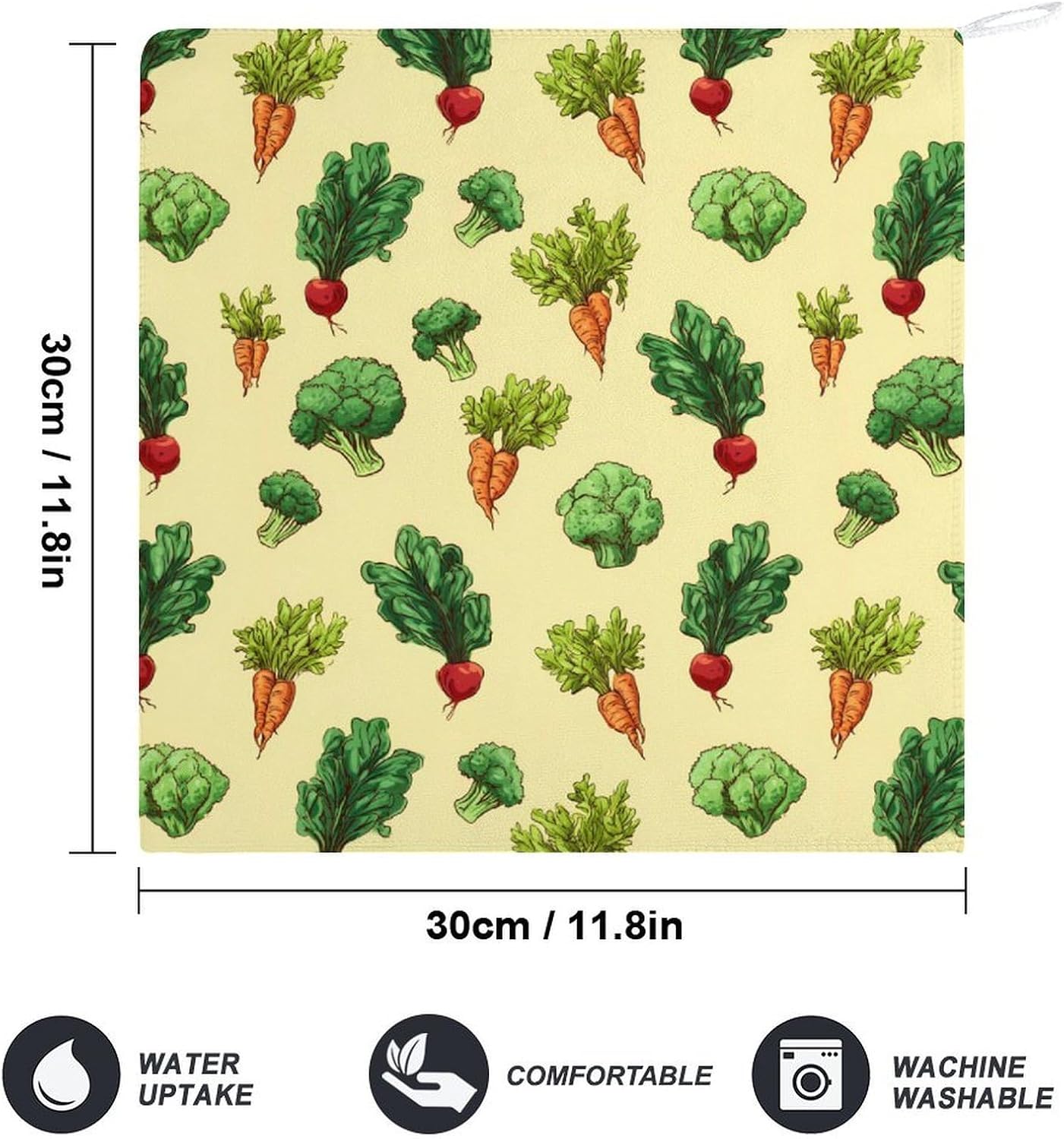 Leaves Turnip Broccoli Vegetable Hand Towels for Bathroom Handkerchief | Absorbent,with Hanging Loop,Kitchen Towels,for Home Hotel,Soft