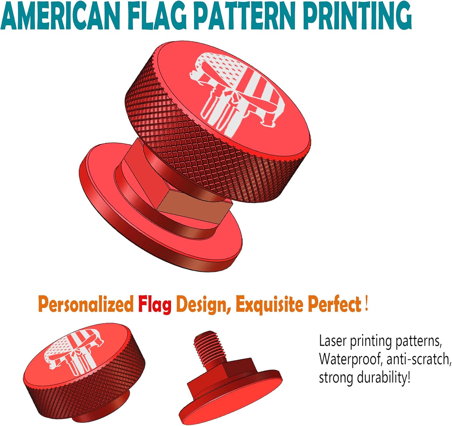 Welding Hood Helmet Pipeliner Fasteners -1Pair USA Flag Pattern Aluminum Helmet Pipeliner Headgear Replacement Parts Accessories Screws Flip Hood, Anti-rust