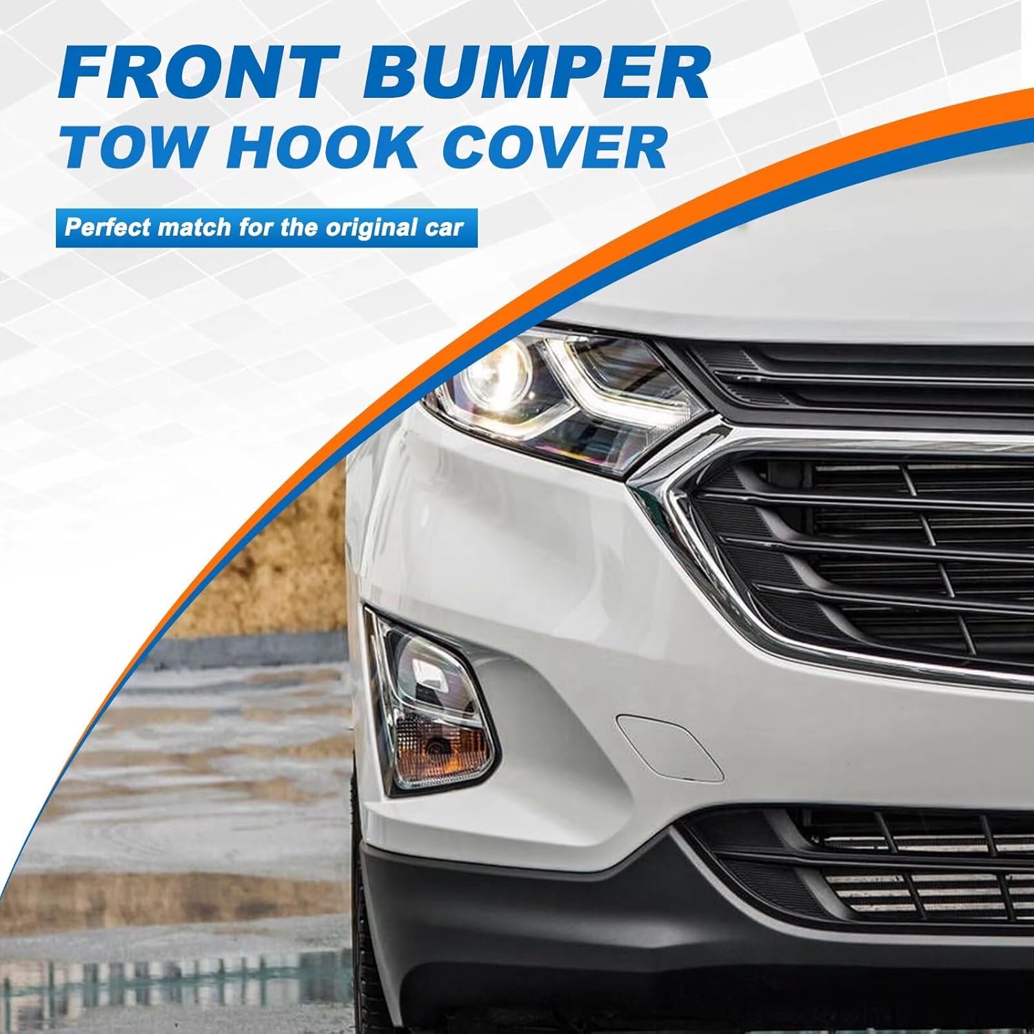 Car Front Bumper Tow Hook Cover Cap Towing Eye Fit for Chevrolet Chevy Equinox 2018 2019 2020 2021 Trailer Cover Cap 84431746 GM1029126 (Pearl White)