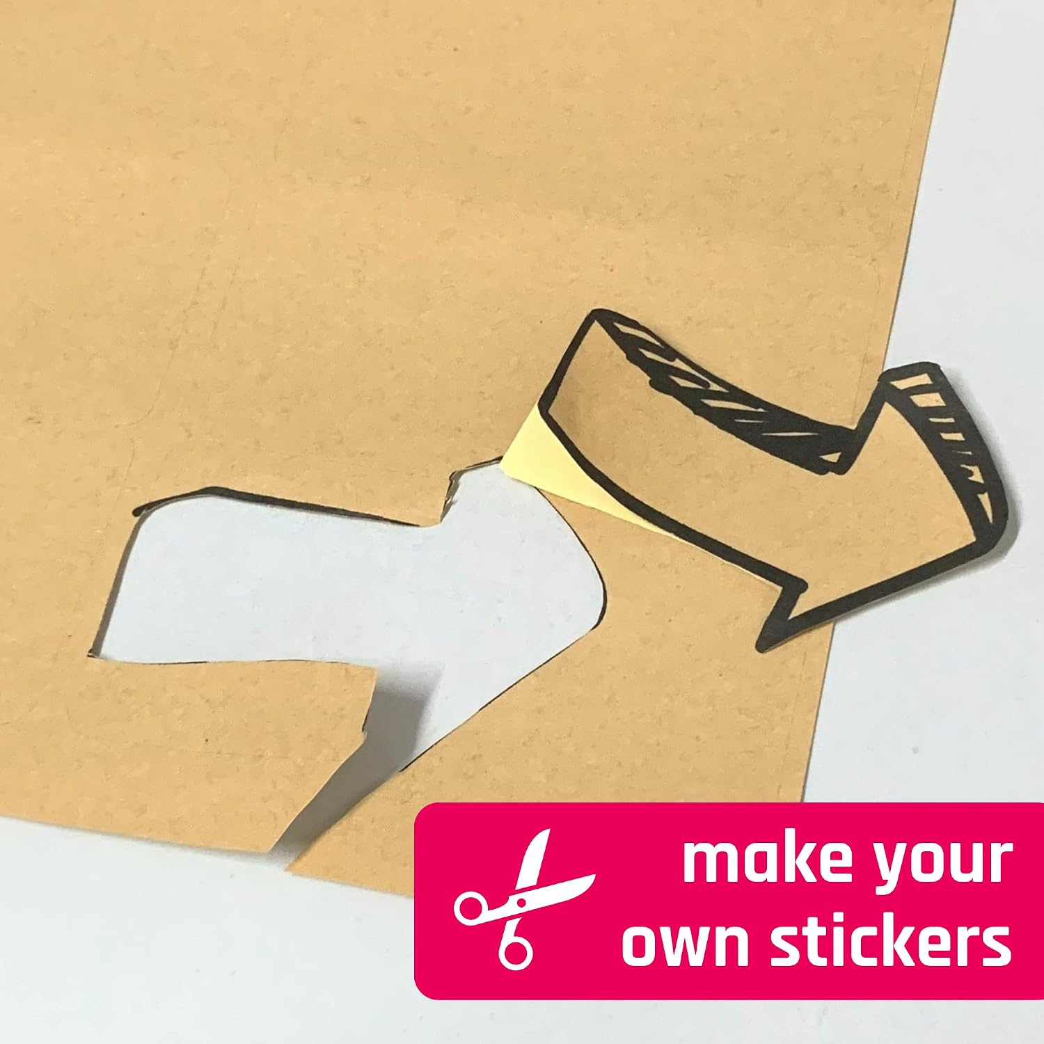 150 Sheets, Kraft Sticker Paper Labels, Laser/Inkjet Printing - Letter Size (8.5 x 11)