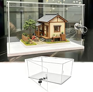 4 6 8 10 12 14 16 18in Organizer Display Cases with Lock, Long Plastic Box for Miniatures/Helmet/Craft, Less Dusting Clear Storage Container(45x40xH35cm/18x16x14in)