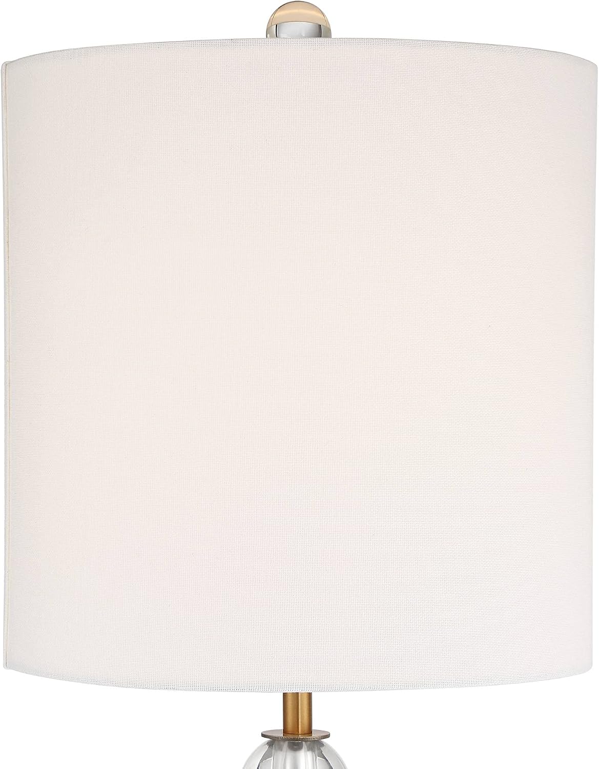 Vienna Full Spectrum Halston Mid Century Modern Buffet Table Lamp 33 1/2" Tall Skinny with Round Riser Brass Off White Drum Shade Bedroom Living Room Nightstand Bedside Night Stand Office Kids Room