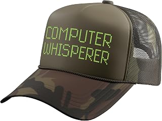 Computer Whisperer Funny IT Technician Nerd Geek Geeky Tech Trucker Hat with Adjustable Mesh Back