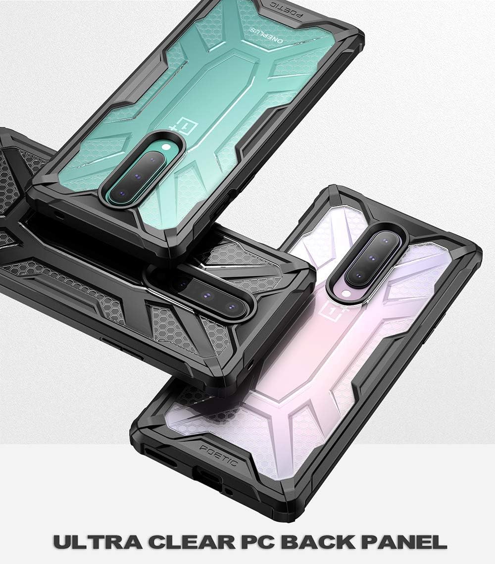 Poetic Affinity for OnePlus 8 Case [Not Compatible with Verizon Version], Rugged Lightweight Military Grade Hybrid Protective Bumper Cover, Black/Clear