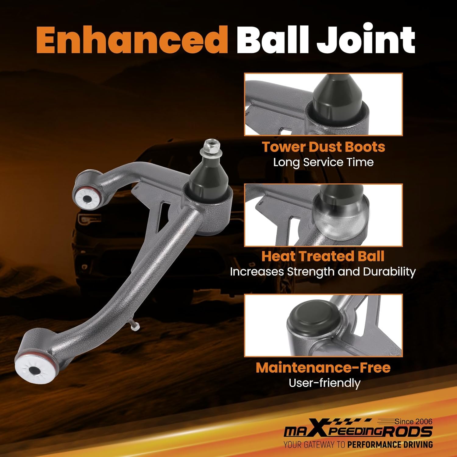 maXpeedingrods 2-4” Lifted Upper Control Arm for Chevy Silverado/GMC Sierra 2500HD/3500HD 2001-2010 8 Lug