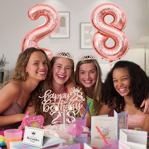 Miniatura 62 de Decoraciones de cumpleaños número 17 para niña, incluyendo tiara y banda de cumpleaños de 17, decoración para pastel y velas, globos de números