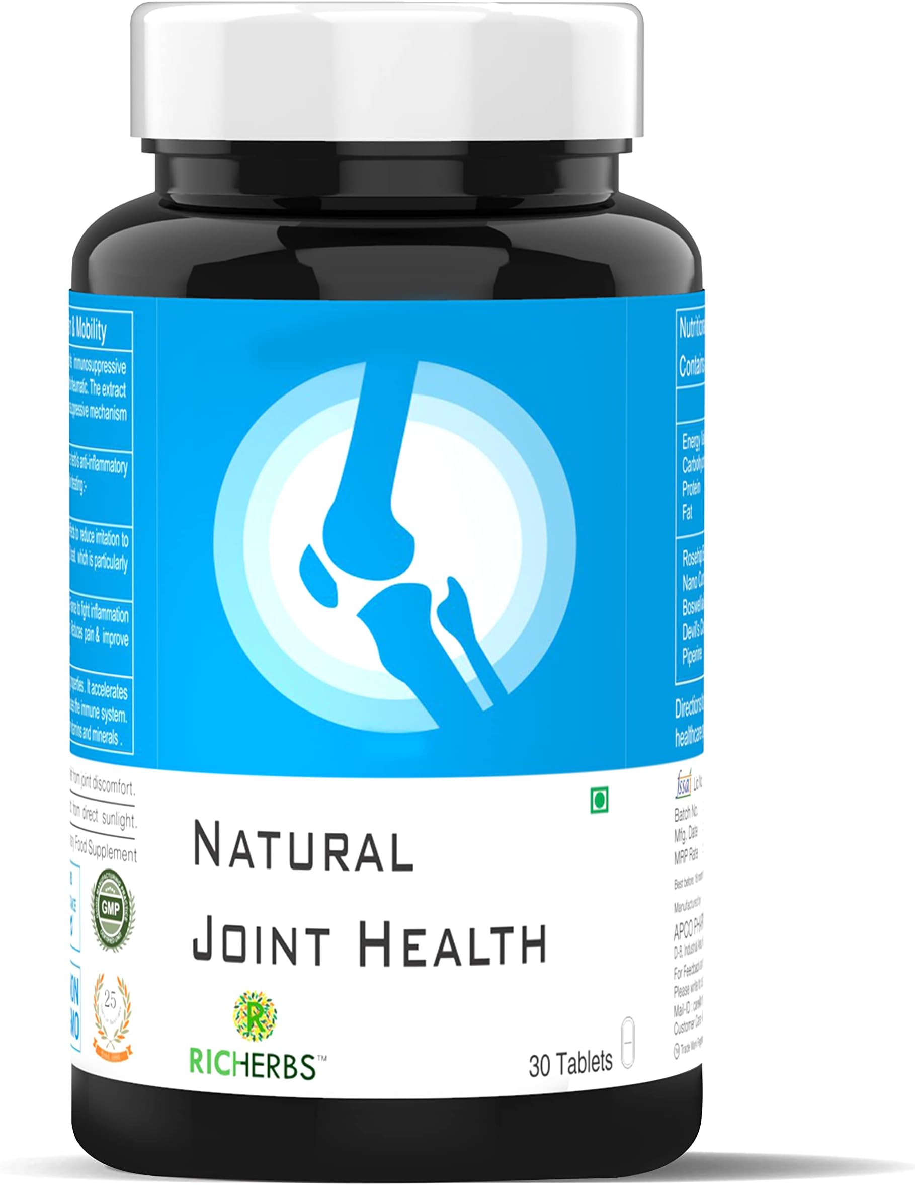 Natural Joints Pain Relief | Nano Curcumin, Rosehip Extract, Devil's Claw Extract | Pain Relief Against Elbow, Knee, Joints & Shoulder | Free Pain Oil(Pack of 1)