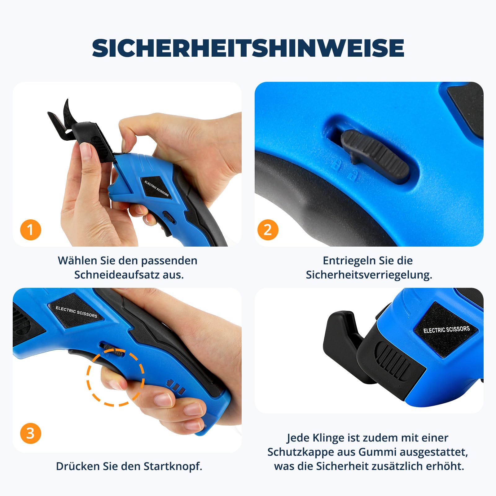 Elektrische Schere Kabelloser Schneider, Wiederaufladbare elektrische Schere, Ausgestattet mit 2 austauschbaren Schneidköpfen für Handwerk zum Schneiden von Karton Leder und Kunststoff Teppich Topfpfl