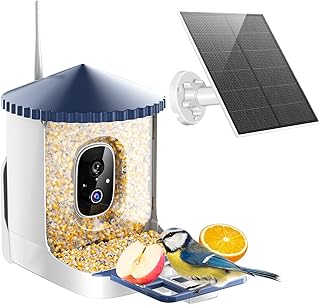 SOLIOM BF02 Bird Feeder with Camera Wireless Outdoor, 2K HD Wild Bird Watching Cam with Full Color Night Vision, AI Identify Bird Species, Live View, Instant Notifications with 3W Solar Panel
