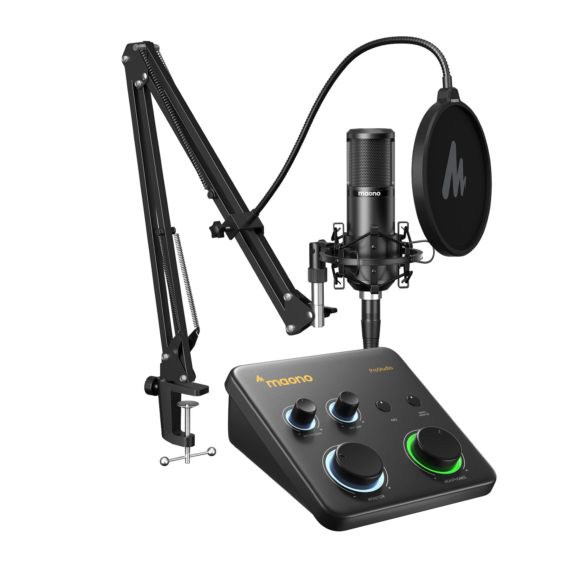MAONO USB Audio Interface for PC & XLR Dynamic Microphone: Interface with XLR Input 24-bit/192kHz Routing Software Loopback for Recording Music, Guitar, Podcast, Streaming