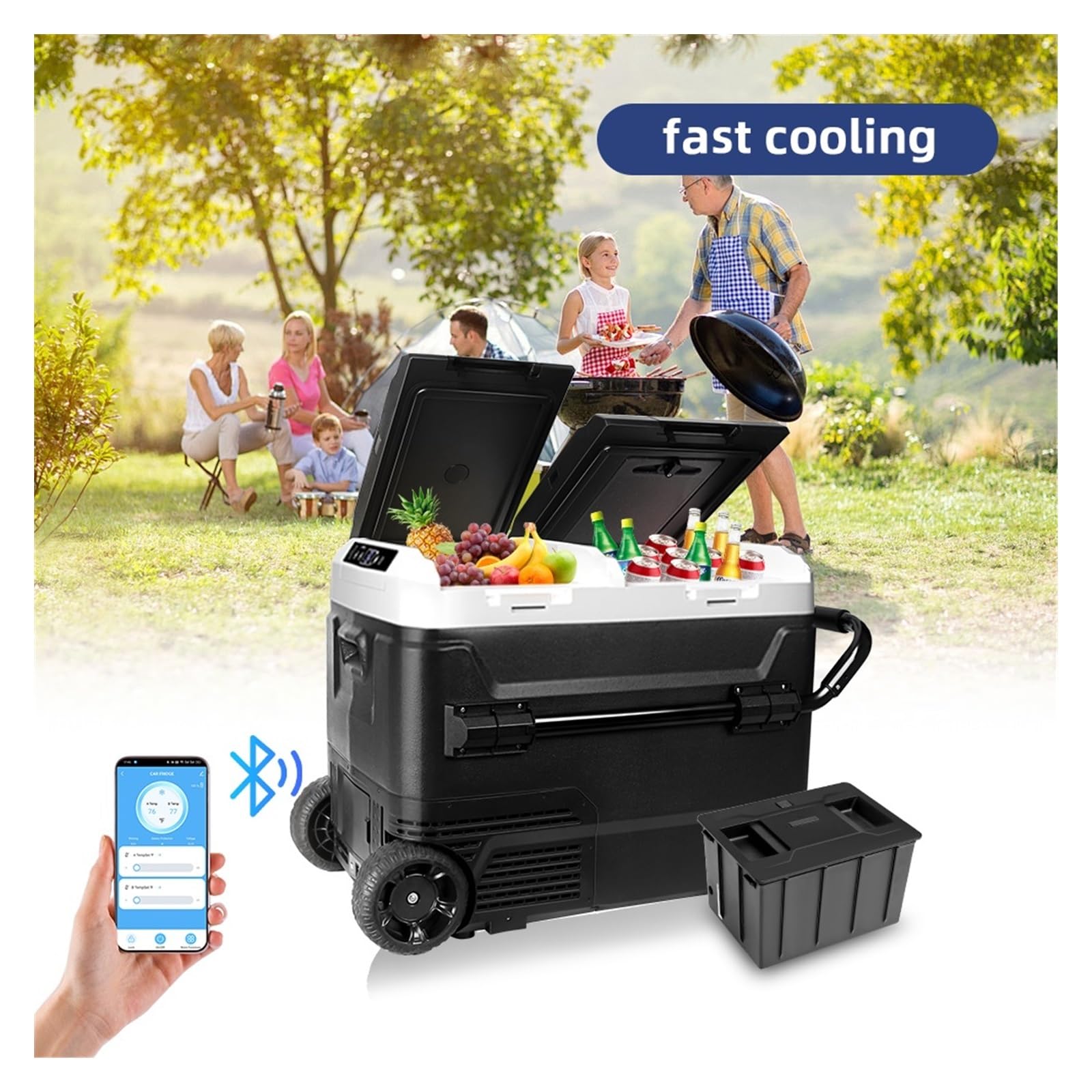 Refrigerador for Auto HL de 12 voltios, 42 l y 50 l, Doble Puerta (-20 °C a 20 °C), Ideal for camionetas, vehículos recreativos, SUV, Camping y Viajes.(50L Car Refrigerator)