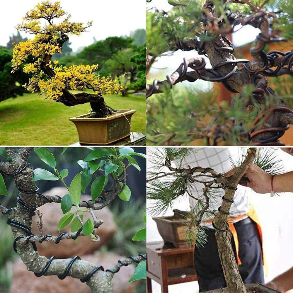 2 szt. X 20M Bonsai narzędzie do pielęgnacji drzewo drut treningowy 2.0mm roślinny drut rzemieślniczy drut aluminiowy rękodzieło tkanie, do trzymania gałęzi Bonsai (każda rolka 20M, czarny)