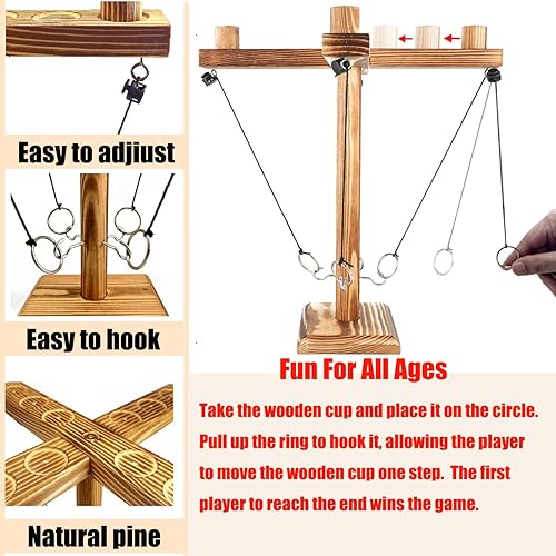 Miniatura 2 de Juego de lanzamiento de anillos para adultos, juegos de patio, anillos de madera para lanzar anillos, juegos de interiores al aire libre, juego de