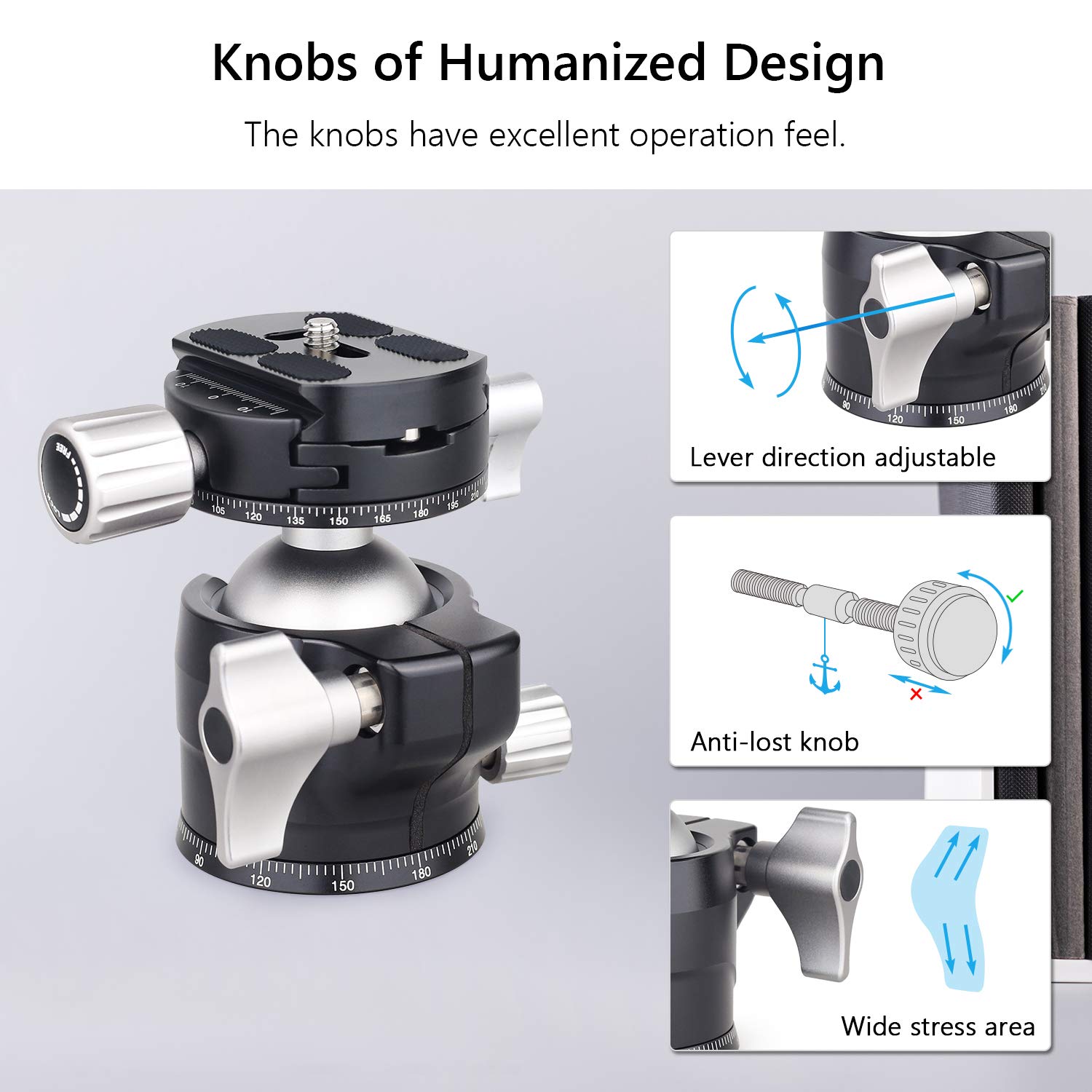 Rotule Robuste ARTCISE, Tête De Trépied Panoramique à Profil Bas De 40 Mm Et 2 Plaques