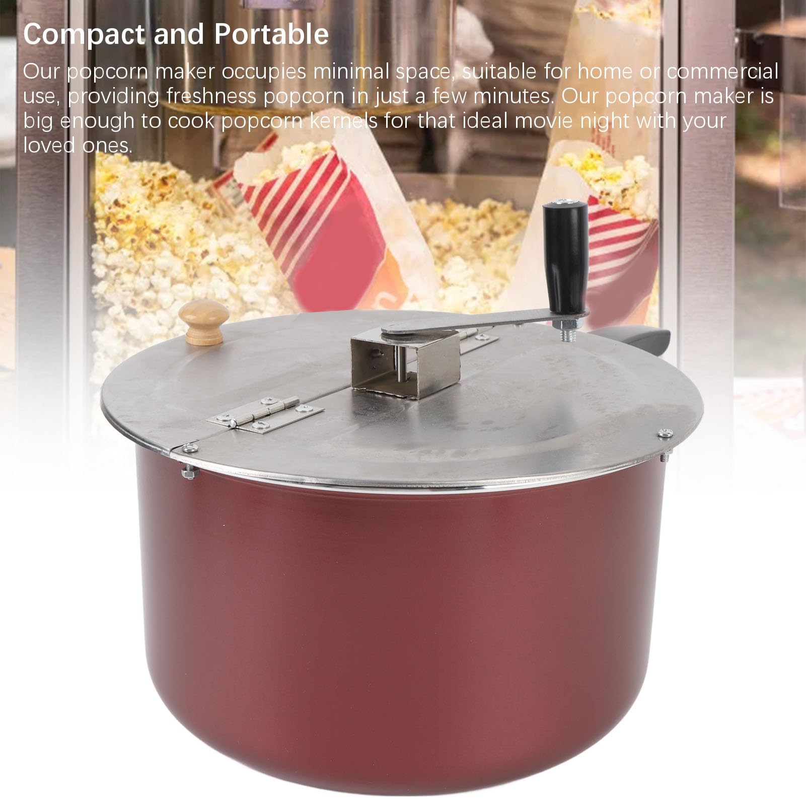 Acouto Fabricante de Palomitas de Maíz de Acero Inoxidable Popper Manual para Estufa de Gas y Placa de Inducción con Tapa Incluida Fácil de Usar y Portátil