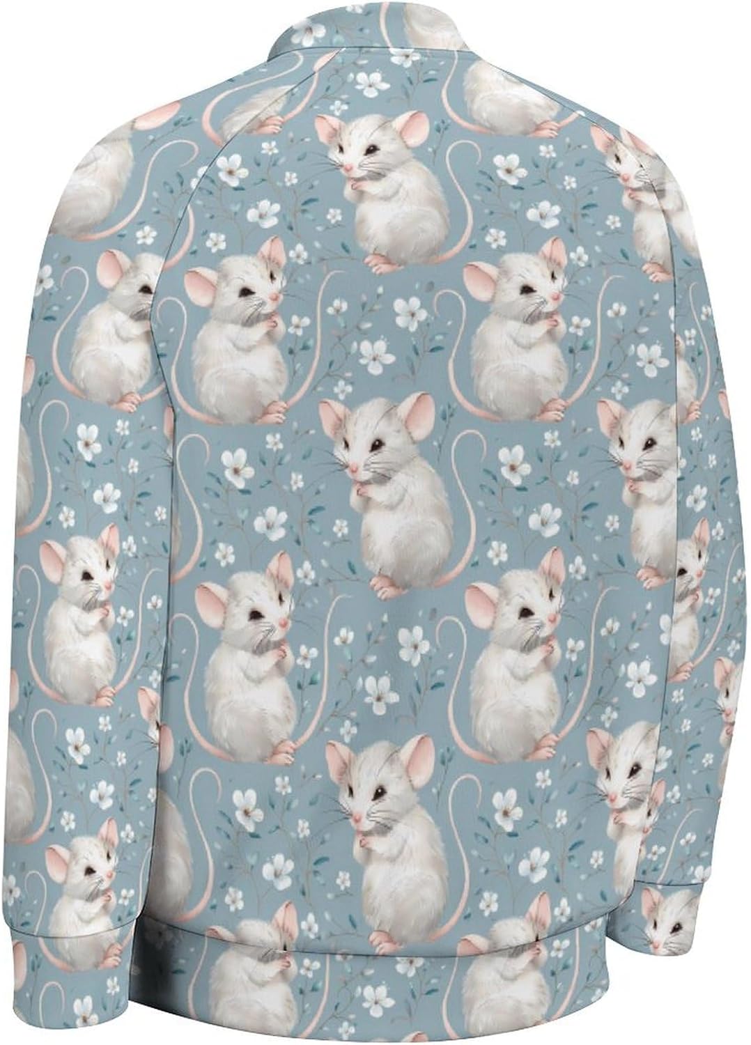 Cute White Rats Novelty Men's Baseball Jackets Causal Sweatshirt Button Top Long Sleeve Coat