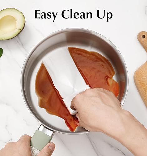 Miniatura 3 de KOCH SYSTEME CS Juego de sartenes de acero inoxidable, juego de ollas de acero inoxidable de 1.5 cuartos y 2 cuartos de galón y 3 cuartos con tapa,