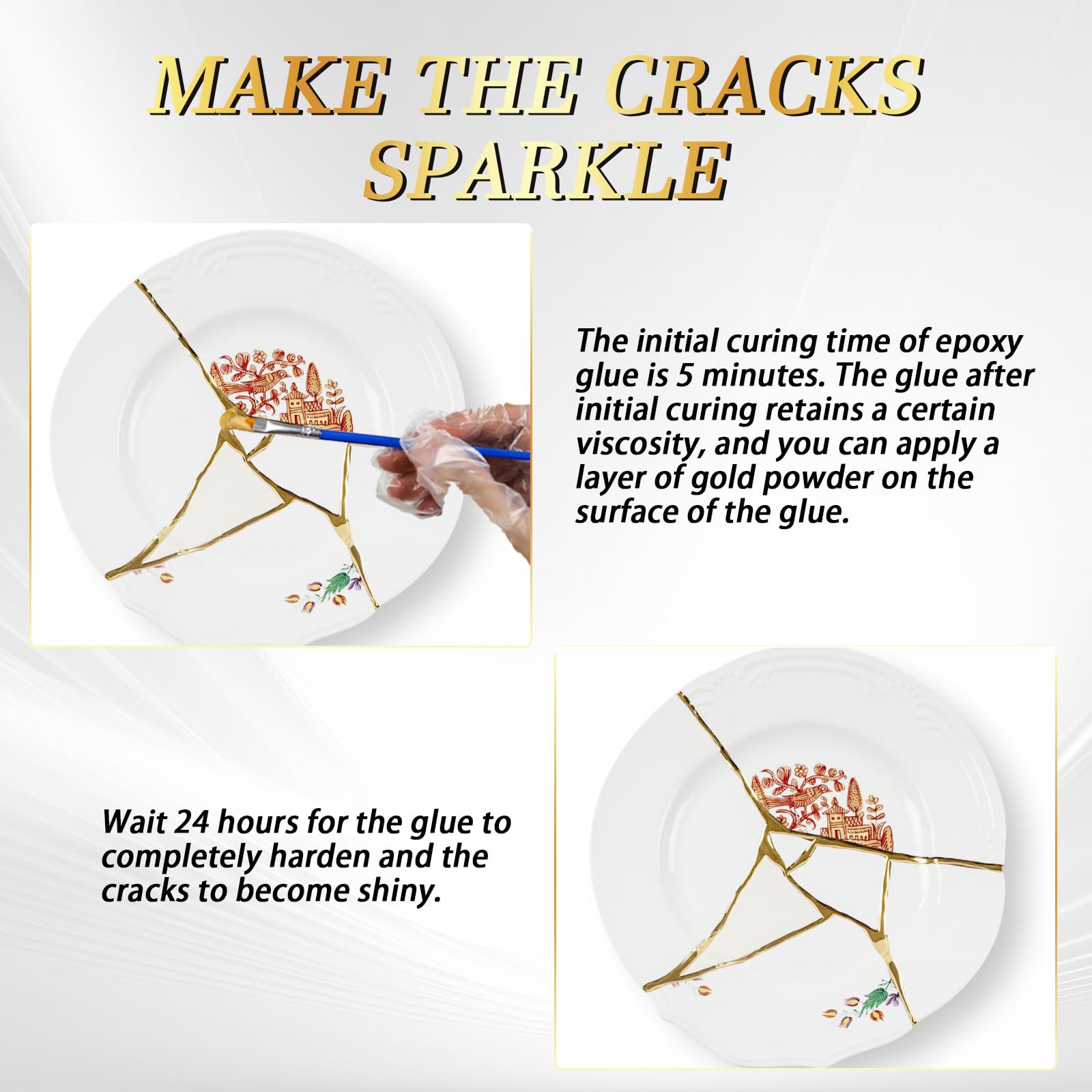 Kintsugi Repair Kit - Gold Pottery Glue for Beginners -6