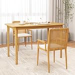 Giantex Dining Table for 4, 48" Rectangular Kitchen Table with Solid Rubber Wood Legs & Spacious Tabletop, Wooden Dinner Table for Living Dining Room, Dinette (Natural)