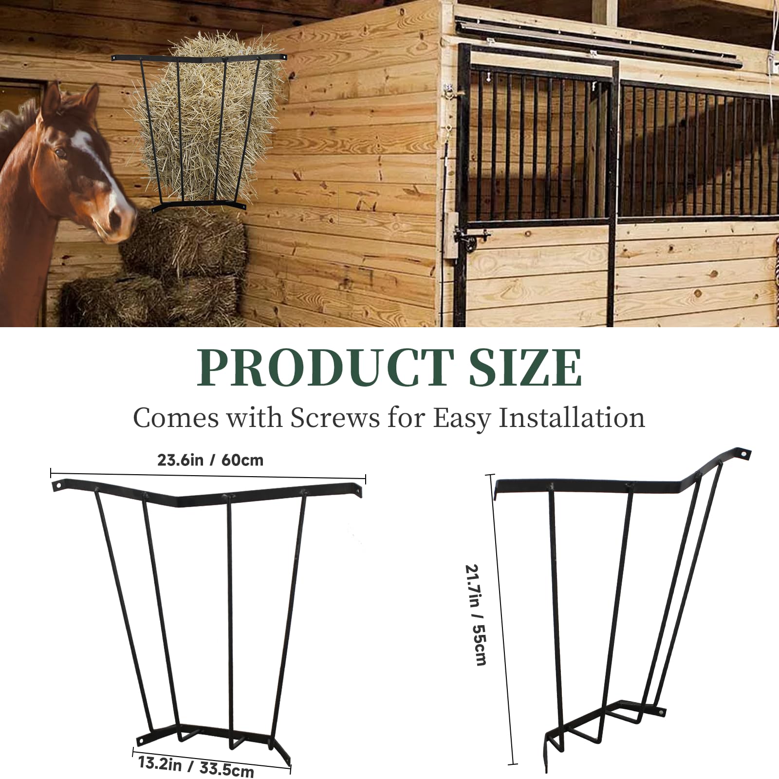 Hay Feeder Blanket Holder,23.3 x 13.2 x 21.7In Corner Wall Hay Rack,Metal Hay Feeder for Horses,Goats,Sheep Farm Indoor and Outdoor Use - image 2