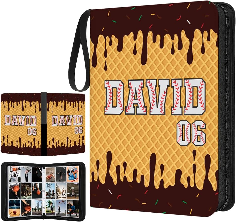 Personalized Baseball Card Binder with Name & Number – Sports Trading Card Holder Case – Zipper Album with Handle – Gift for Baseball Players & Fans (#10)
