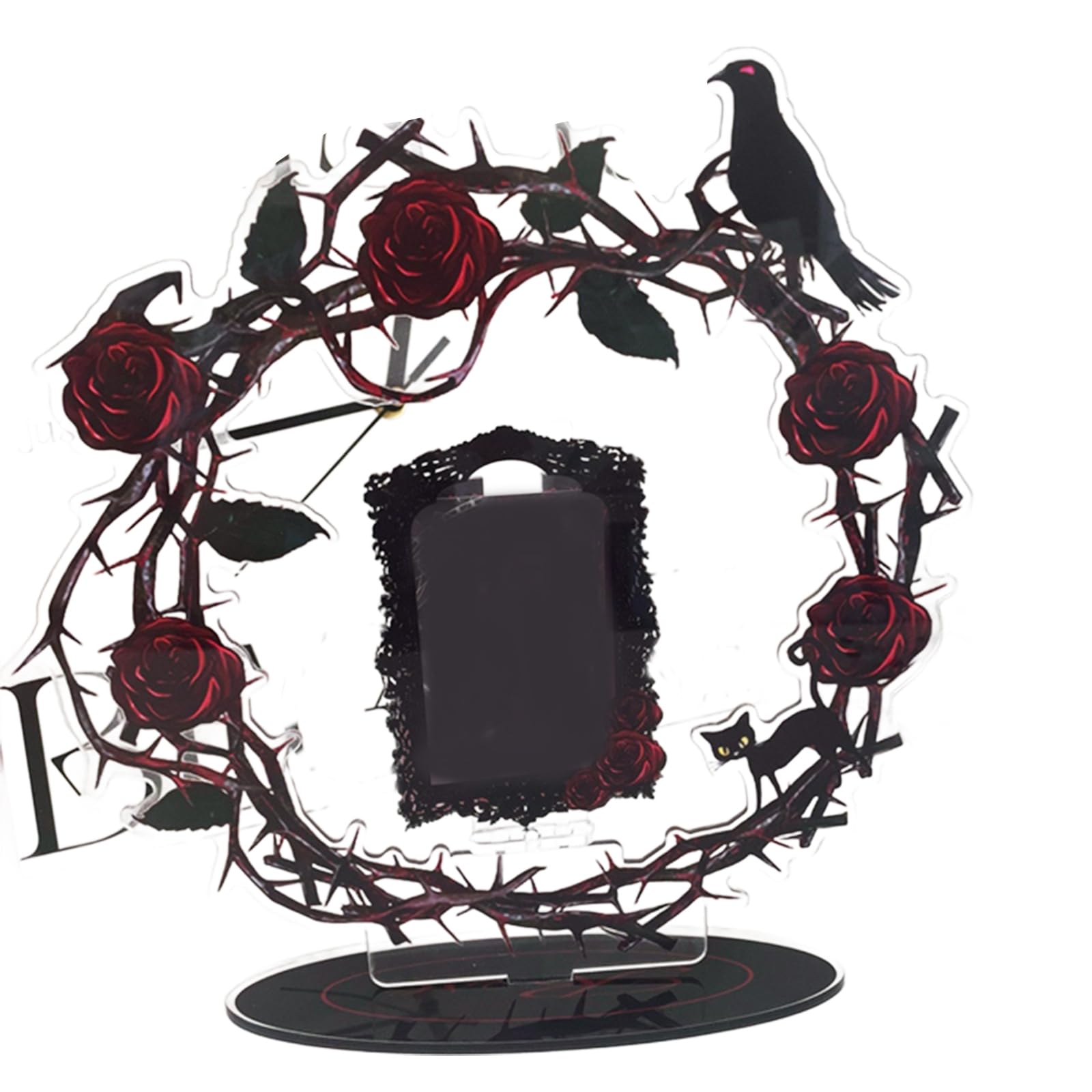 Cadre photo rotatif rose pour bureau - Support de carte acrylique - Texture acrylique - Convient pour la maison ou le bureau