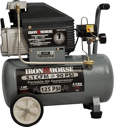Iron Horse IHHP1065L - Compresor de aire eléctrico portátil de 6.5 galones, 125 PSI máximo